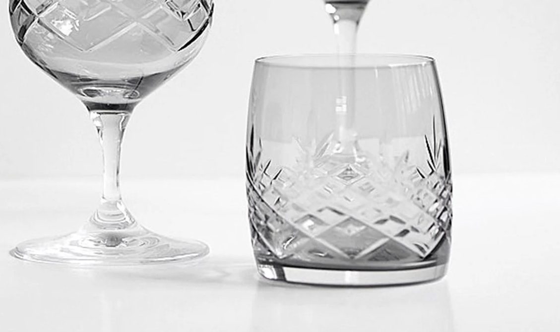 Crispy Aqua - Unikke glas i diamantslebet i krystalglas